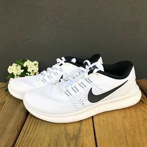 Women’s White and Black Nike Free RN Running Shoes